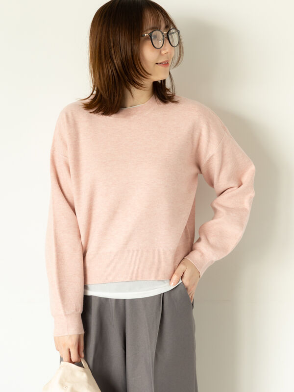 セール】 もちもちミラノリブクロップドクルーネックニット（グレー