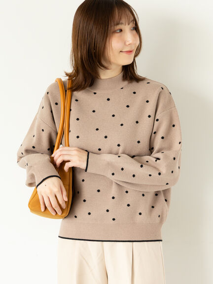 ドットジャカードハイネックニット（グレー/モカ/ブルー）｜Te chichi TERRASSE（テチチ テラス）通販