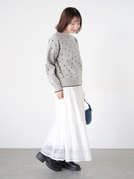 ドットジャカードハイネックニット（グレー/モカ/ブルー）｜Te chichi TERRASSE（テチチ テラス）通販