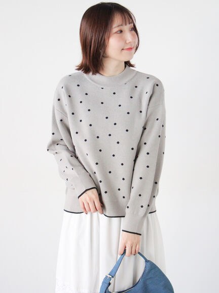 ドットジャカードハイネックニット（グレー/モカ/ブルー）｜Te chichi TERRASSE（テチチ テラス）通販