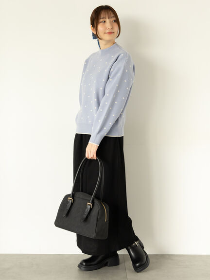 ドットジャカードハイネックニット（グレー/モカ/ブルー）｜Te chichi TERRASSE（テチチ テラス）通販