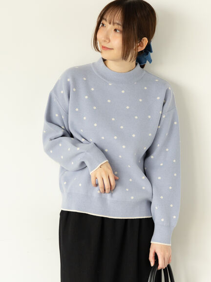 ドットジャカードハイネックニット（グレー/モカ/ブルー）｜Te chichi TERRASSE（テチチ テラス）通販