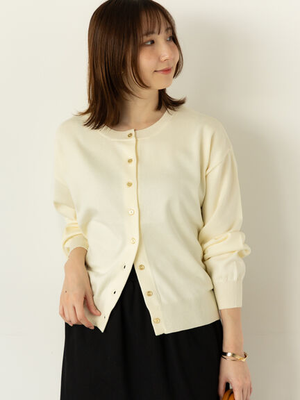 金釦クルーネックカーディガン（オフホワイト/チャコールグレー/イエロー/ミント）｜Te chichi TERRASSE（テチチ テラス）通販