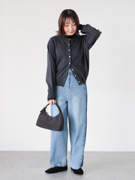 金釦クルーネックカーディガン（オフホワイト/チャコールグレー/イエロー/ミント）｜Te chichi TERRASSE（テチチ テラス）通販