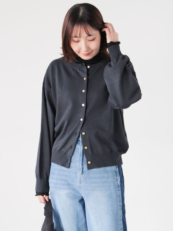 専用【試着のみ】DeuxiemeClasseクルーネックカーディガン金ボタン 未使用級✨MUSEDeuxiemeClasseクルーネックカーディガン金ボタン