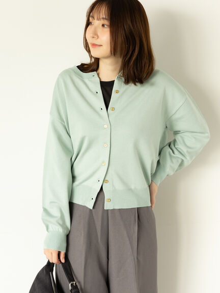 金釦クルーネックカーディガン（オフホワイト/チャコールグレー/イエロー/ミント）｜Te chichi TERRASSE（テチチ テラス）通販