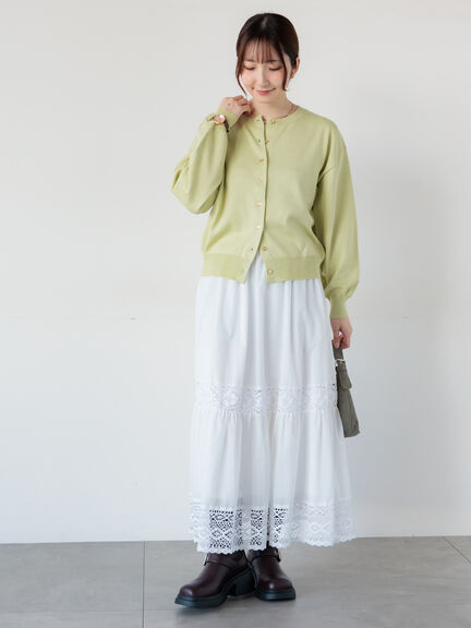 金釦クルーネックカーディガン（オフホワイト/チャコールグレー/イエロー/ミント）｜Te chichi TERRASSE（テチチ テラス）通販