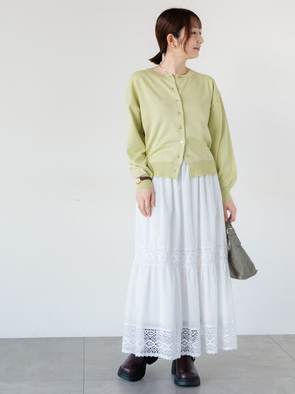 金釦クルーネックカーディガン（オフホワイト/チャコールグレー/イエロー/ミント）｜Te chichi TERRASSE（テチチ テラス）通販