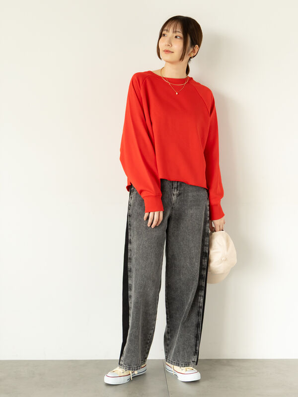 セール】 カットオフ裏毛スウェット（オフホワイト/チャコールグレー