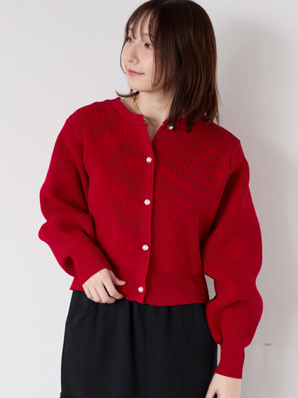 nagonstans☆double-face cardigan 赤 カーディガン(レッド/赤系