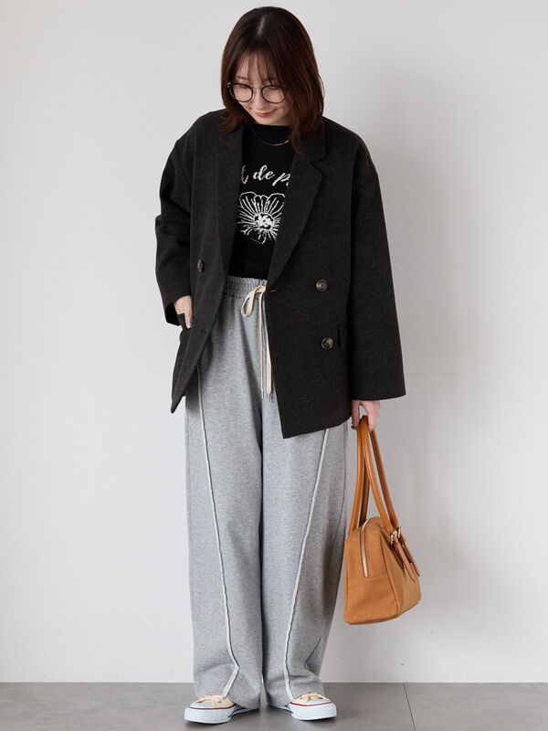 セール】 フラワーモチーフロゴニット（オフホワイト/ブラック/ピンク