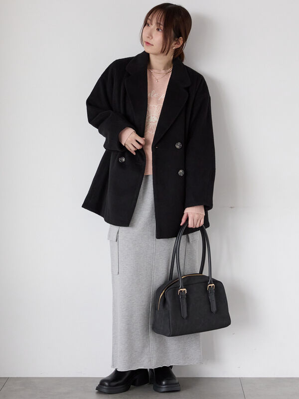 セール】 フラワーモチーフロゴニット（オフホワイト/ブラック/ピンク