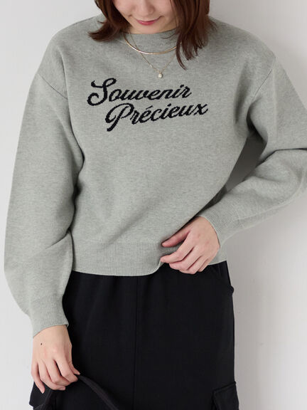 筆記体ロゴニット（オフホワイト/グレー/ベージュ/ネイビー/トップス