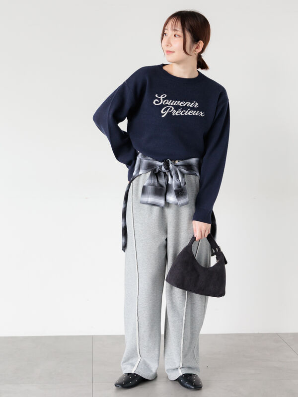 セール】 筆記体ロゴニット（オフホワイト/グレー/ベージュ/ネイビー