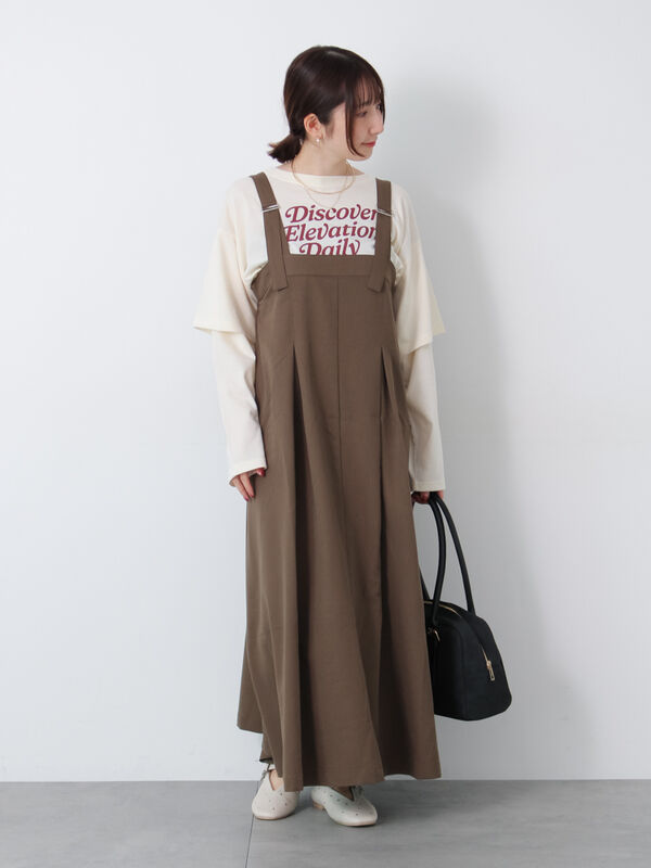 セール】 フレアジャンパースカート（チャコールグレー/ブラウン