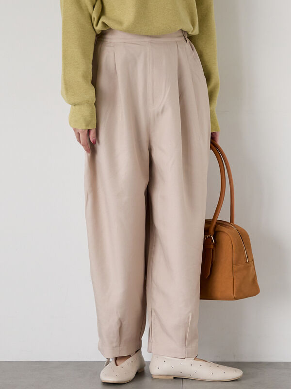 セール】 タックカーブパンツ（グレー/ブラック/ベージュ/カーキ