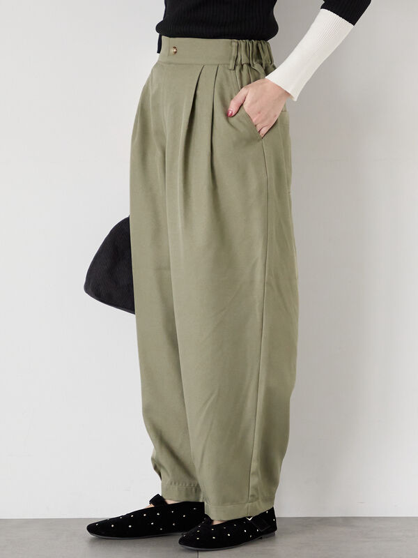 セール】 タックカーブパンツ（グレー/ブラック/ベージュ/カーキ