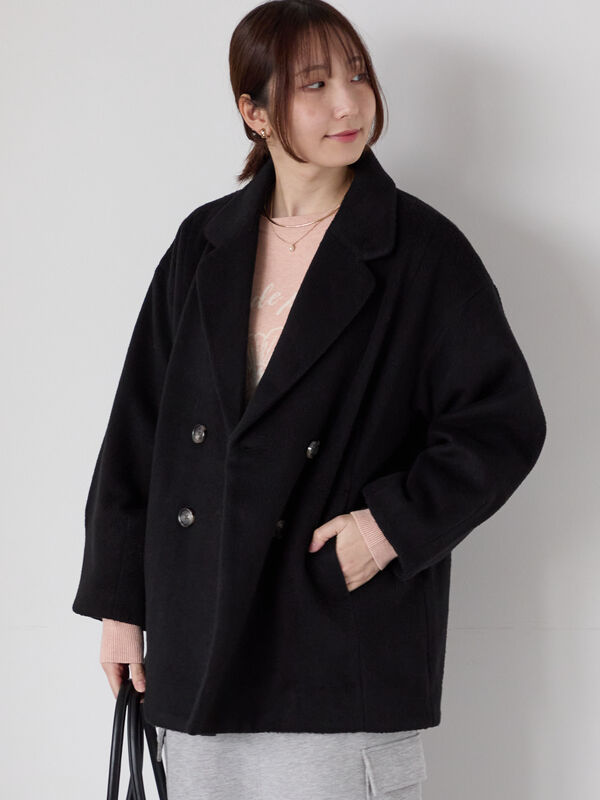 セール】 シャギーミドルコート（グレー/ブラック/ベージュ/アウター