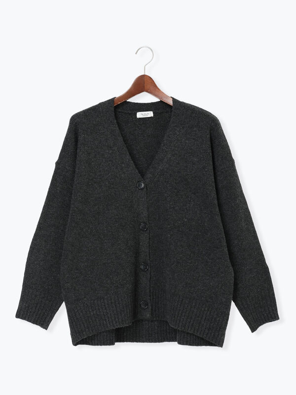 セール】 起毛ジャカードVネックニットカーディガン（チャコールグレー