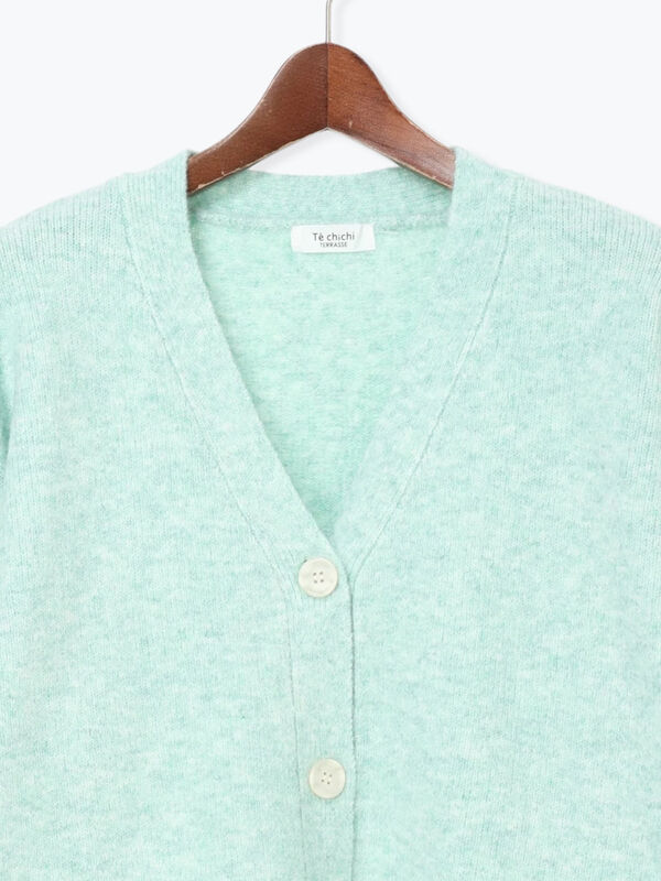 セール】 起毛ジャカードVネックニットカーディガン（チャコールグレー