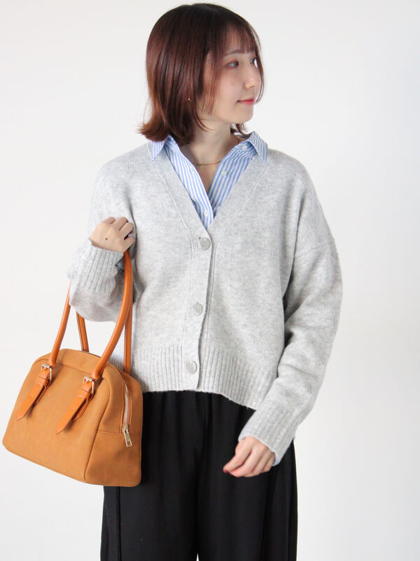 起毛ジャカードVネックショートカーディガン（グレー）｜Te chichi TERRASSE（テチチ テラス）通販