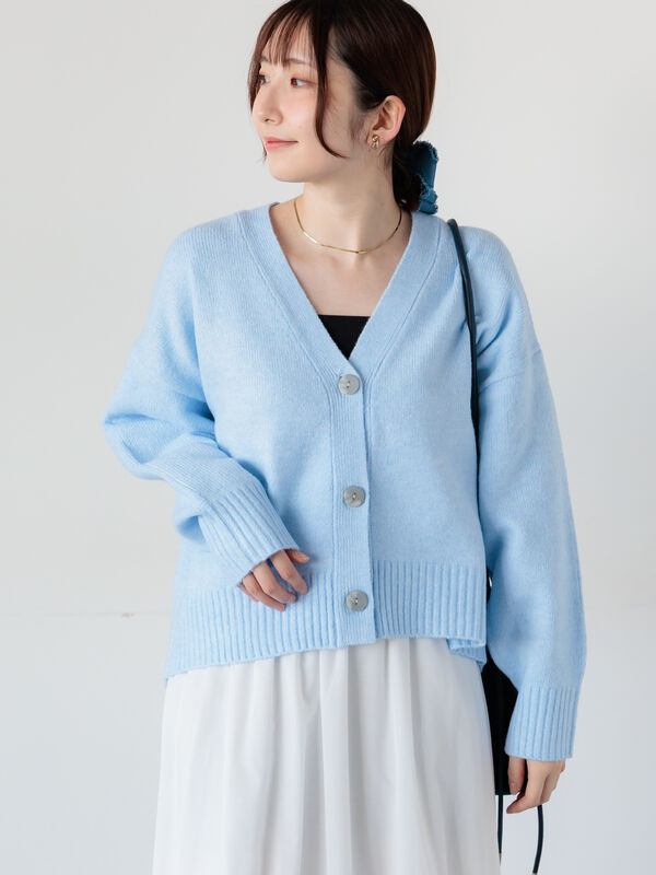 トッカ シルクリブ カーディガン 水色 トッカ TOCCA 【洗える！】SILK RIB CARDIGAN カーディガン