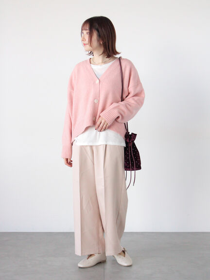 起毛ジャカードVネックショートカーディガン（グレー/ピンク/サックスブルー/パープル）｜Te chichi TERRASSE（テチチ テラス）通販