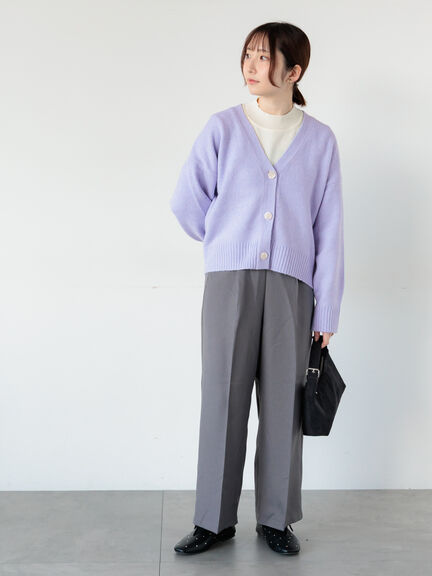 起毛ジャカードVネックショートカーディガン（グレー/ピンク/サックスブルー/パープル）｜Te chichi TERRASSE（テチチ テラス）通販