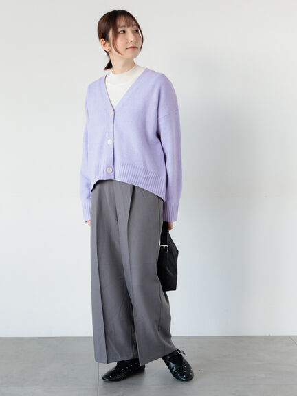 起毛ジャカードVネックショートカーディガン（グレー/ピンク/サックスブルー/パープル）｜Te chichi TERRASSE（テチチ テラス）通販