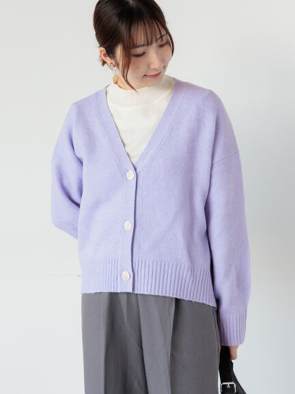 起毛ジャカードVネックショートカーディガン（グレー/ピンク/サックスブルー/パープル）｜Te chichi TERRASSE（テチチ テラス）通販