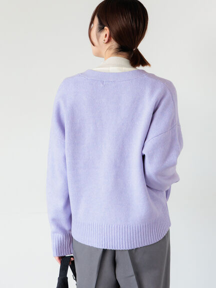 起毛ジャカードVネックショートカーディガン（グレー/ピンク/サックスブルー/パープル）｜Te chichi TERRASSE（テチチ テラス）通販