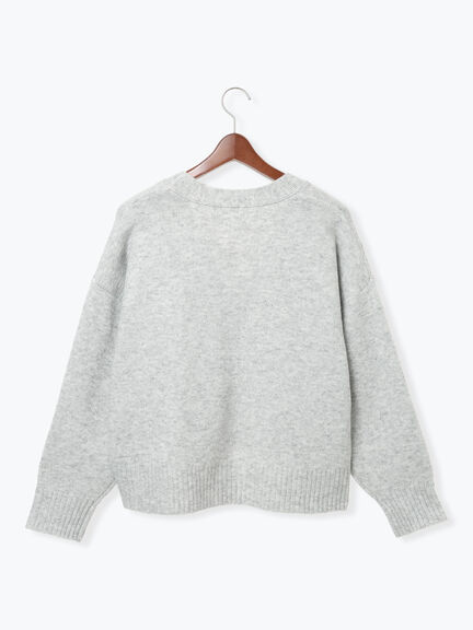 起毛ジャカードVネックショートカーディガン（グレー/ピンク/サックスブルー/パープル）｜Te chichi TERRASSE（テチチ テラス）通販