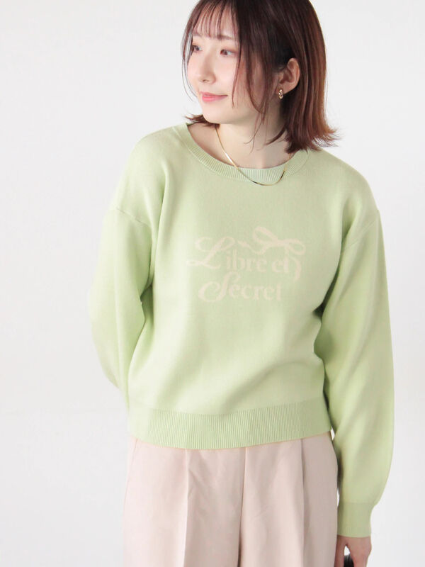 リボンモチーフロゴニットプルオーバー（オフホワイト/グレー/ミント）｜Te chichi TERRASSE（テチチ テラス）通販