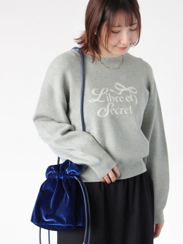 リボンモチーフロゴニットプルオーバー（グレー）｜Te chichi TERRASSE（テチチ テラス）通販