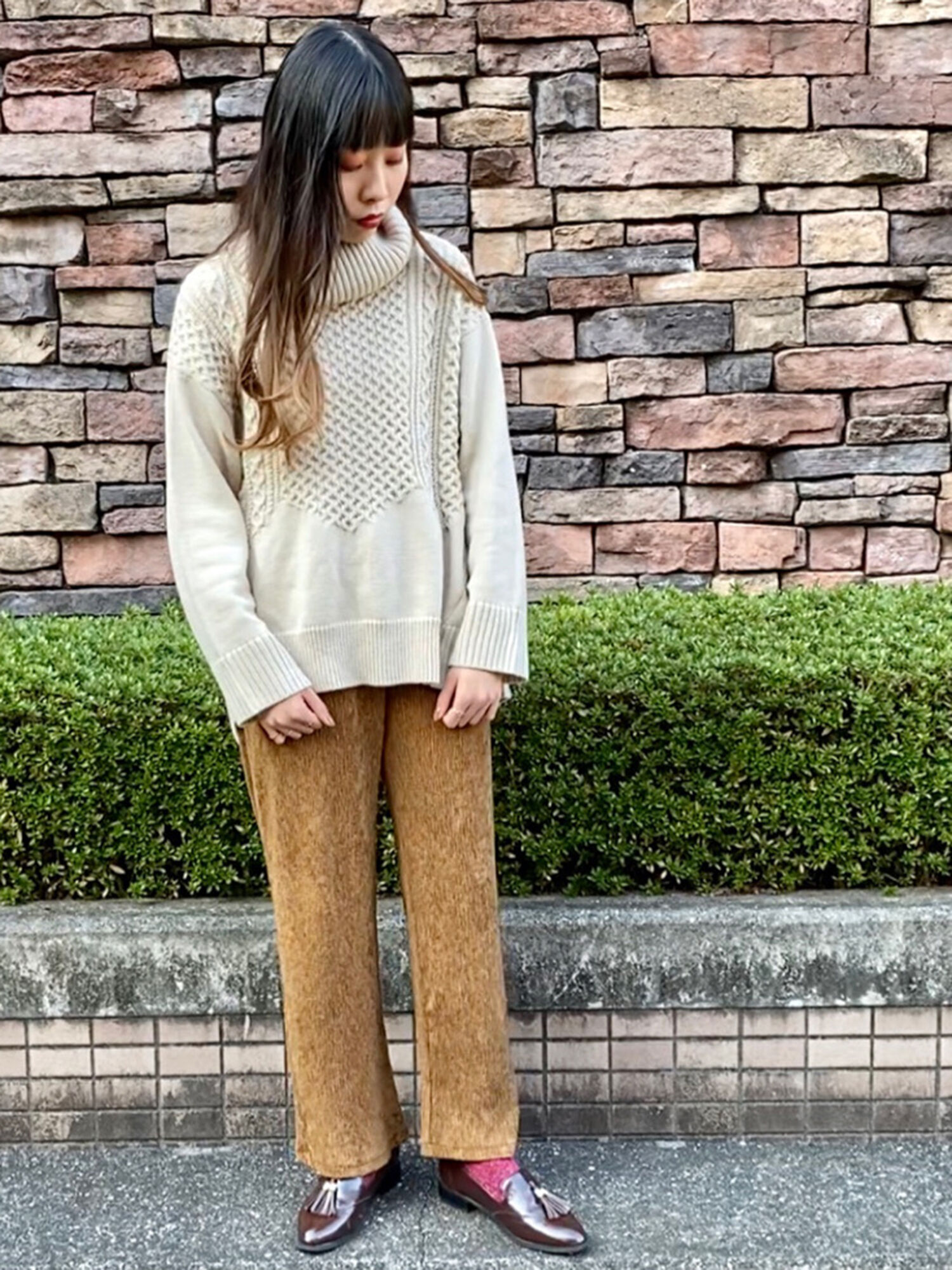 セール 変形柄編みオフタートルニット Ls Hand Washable オフホワイト トップス Lugnoncure ルノンキュール 公式通販