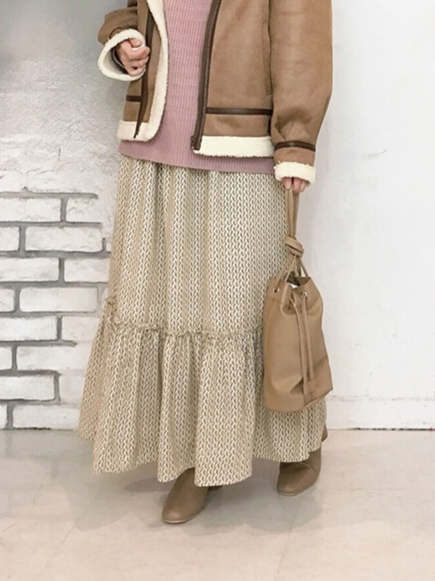 セール 幾何柄ティアードスカート オフホワイト グリーン ネイビー ボトムス Lugnoncure ルノンキュール 公式通販