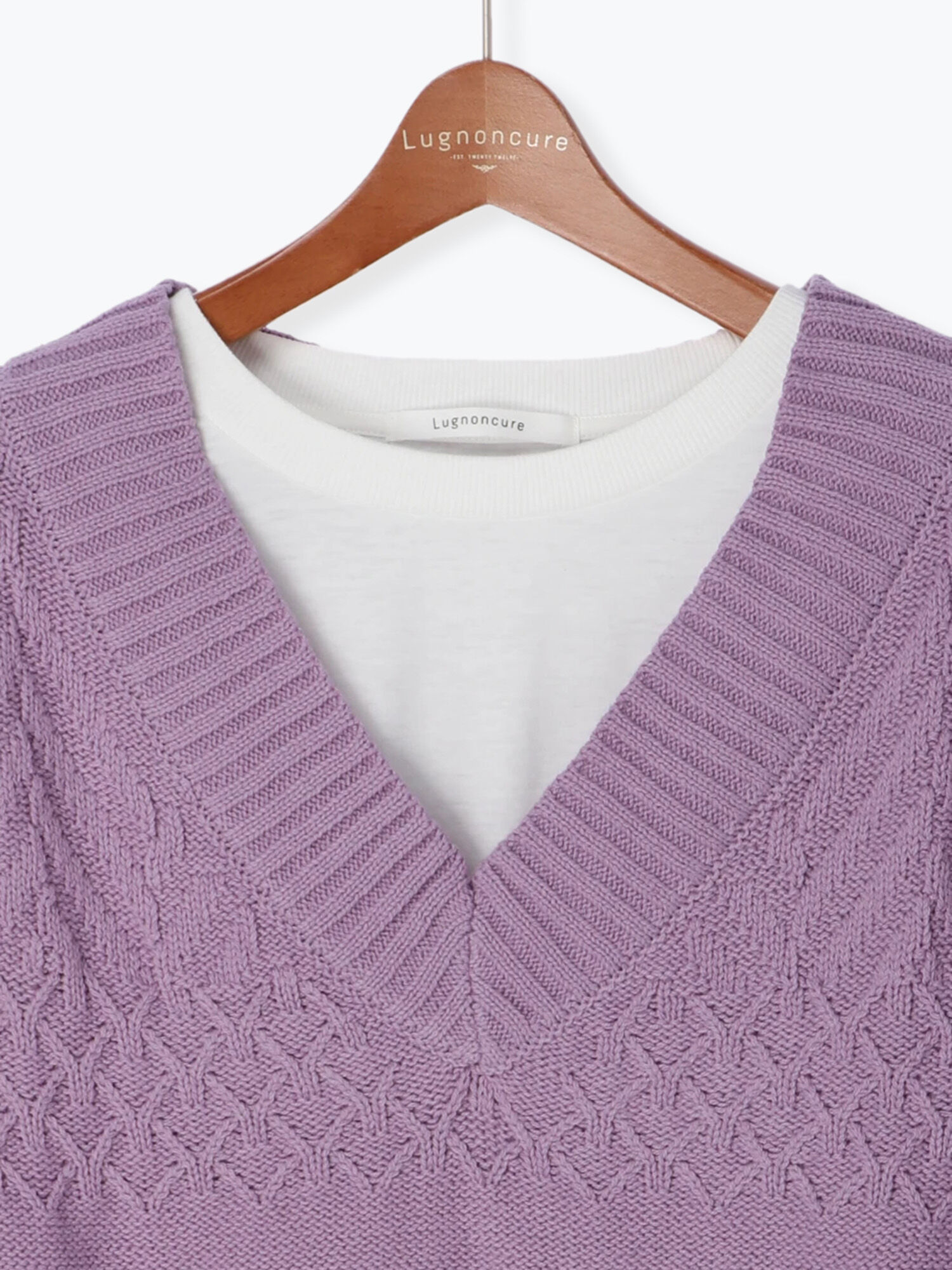 セール ニットベストセット オフホワイト ブラック パープル トップス Lugnoncure ルノンキュール 公式通販
