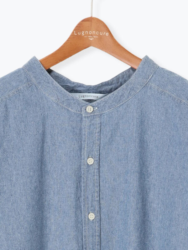 セール オーガニックコットン デニムシャンブレーシャツ ブルー ネイビー トップス Lugnoncure ルノンキュール 公式通販