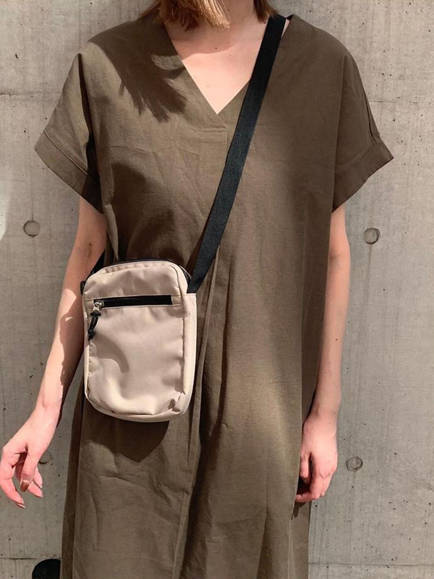 セール 綿ヘンプワンピース チャコールグレー ベージュ カーキ ワンピース Lugnoncure ルノンキュール 公式通販