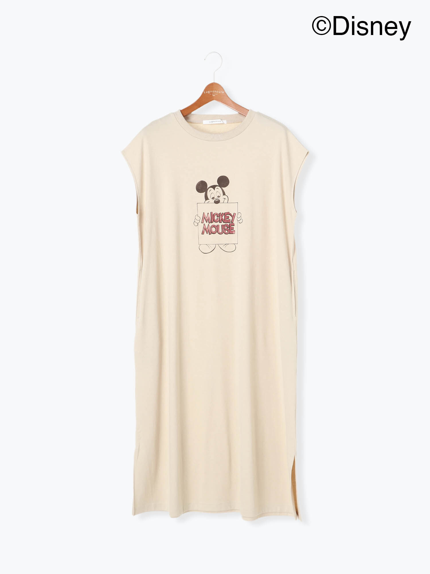 セール Disney ミッキー ワンピース グレー ベージュ カーキ ワンピース Lugnoncure ルノンキュール 公式通販