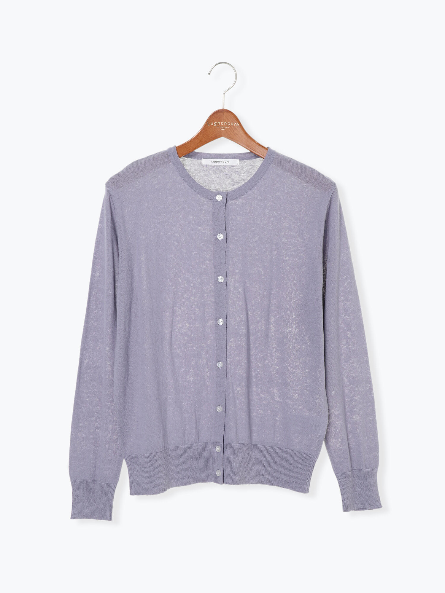 セール リサイクルコットン 天竺カーディガン オフホワイト グレー ブラック パープル トップス Lugnoncure ルノンキュール 公式通販
