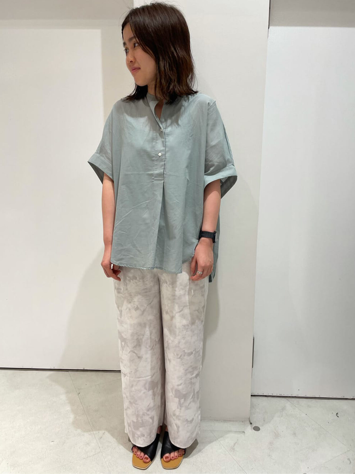 セール 袖タックブラウス オフホワイト チャコールグレー グリーン ブルー トップス Lugnoncure ルノンキュール 公式通販