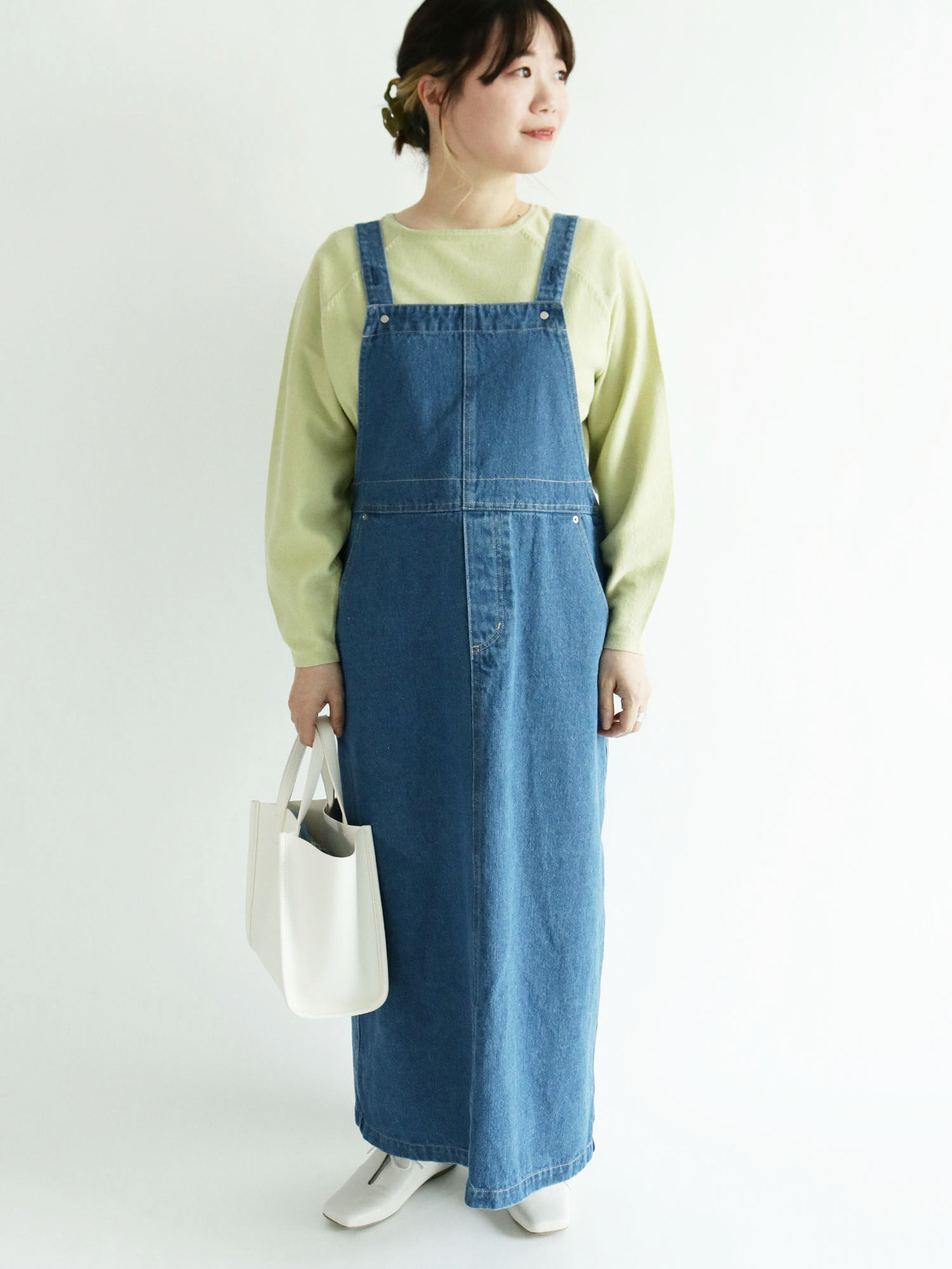 デニムジャンパースカート オフホワイト ブルー ネイビー ワンピース ワンピース Lugnoncure ルノンキュール 公式通販