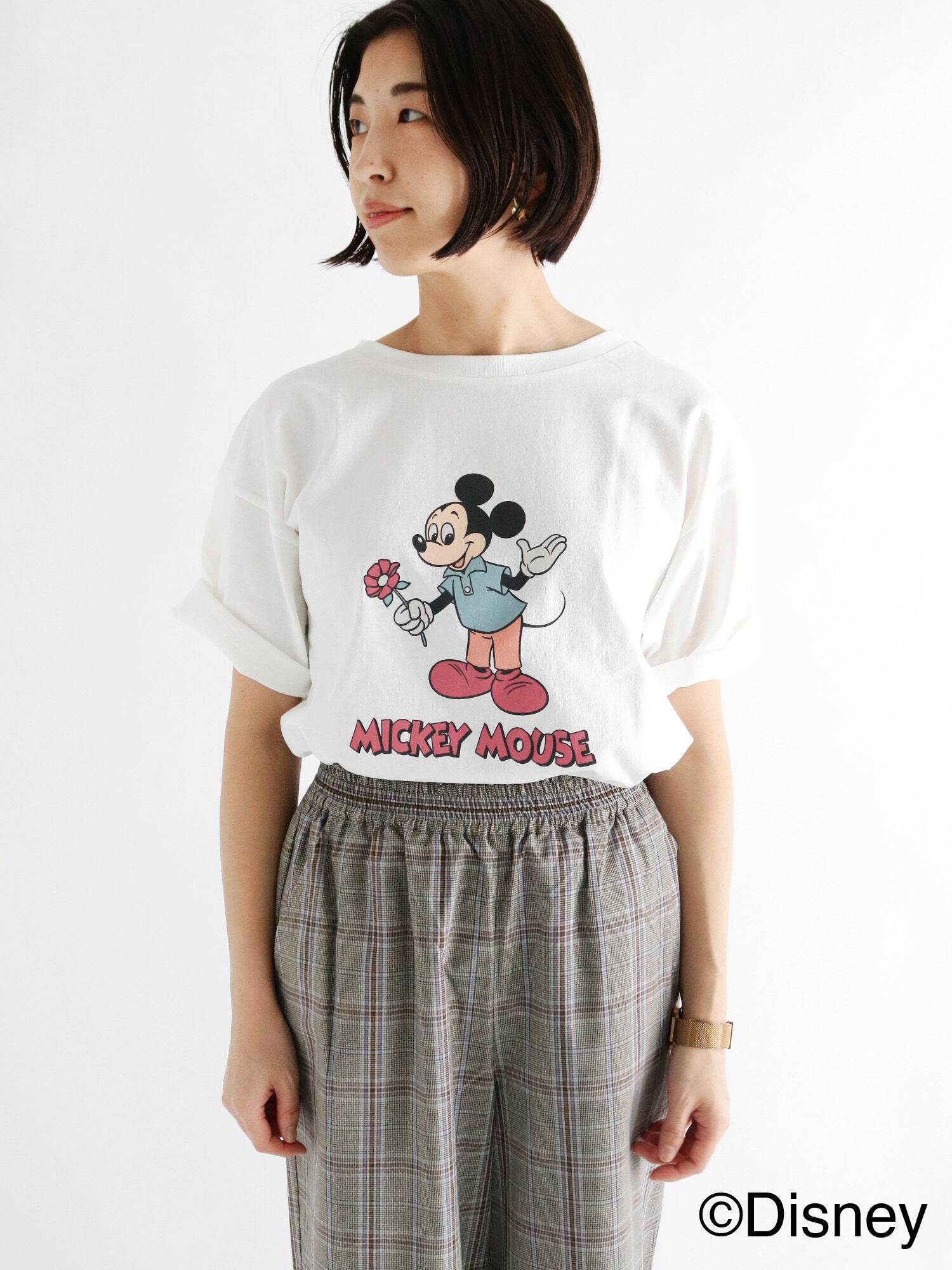 セール Disney ミッキー プリントtシャツ オフホワイト グレー ブルー トップス Tシャツ Lugnoncure ルノンキュール 公式通販