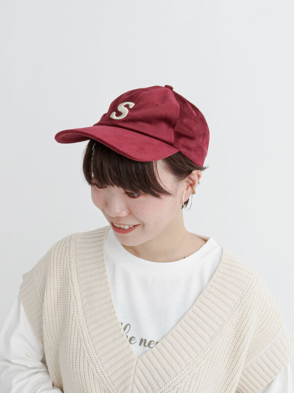 セール】 コーデュロイイニシャル刺繍キャップ（ボルドー/ベージュ/グリーン/アクセサリー/ハット・帽子）|  Lugnoncure（ルノンキュール）公式通販