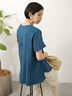 裾ラウンド刺繍変形Tシャツ（ブルー）｜Lugnoncure（ルノンキュール）通販