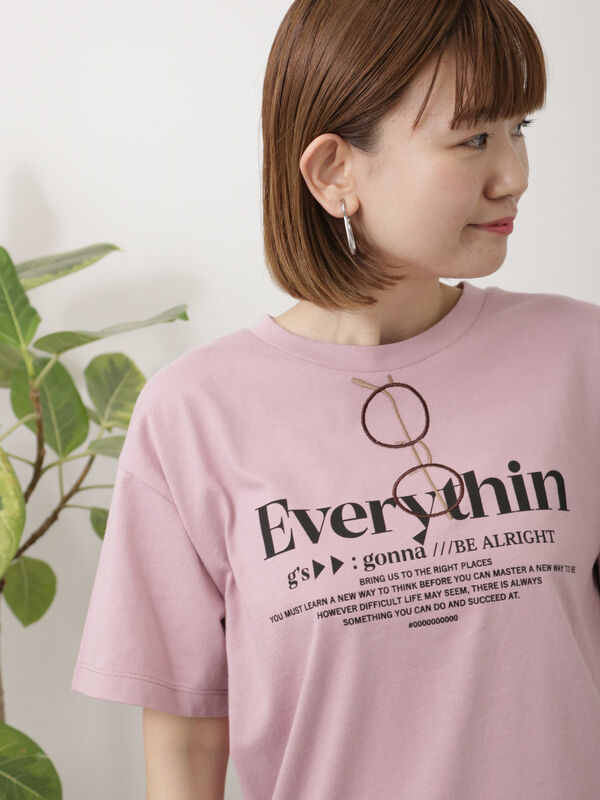 セール】 メガネ刺繍Tシャツ（オフホワイト/チャコールグレー/ピンク