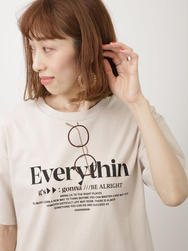 セール】 メガネ刺繍Tシャツ（オフホワイト/チャコールグレー/ピンク