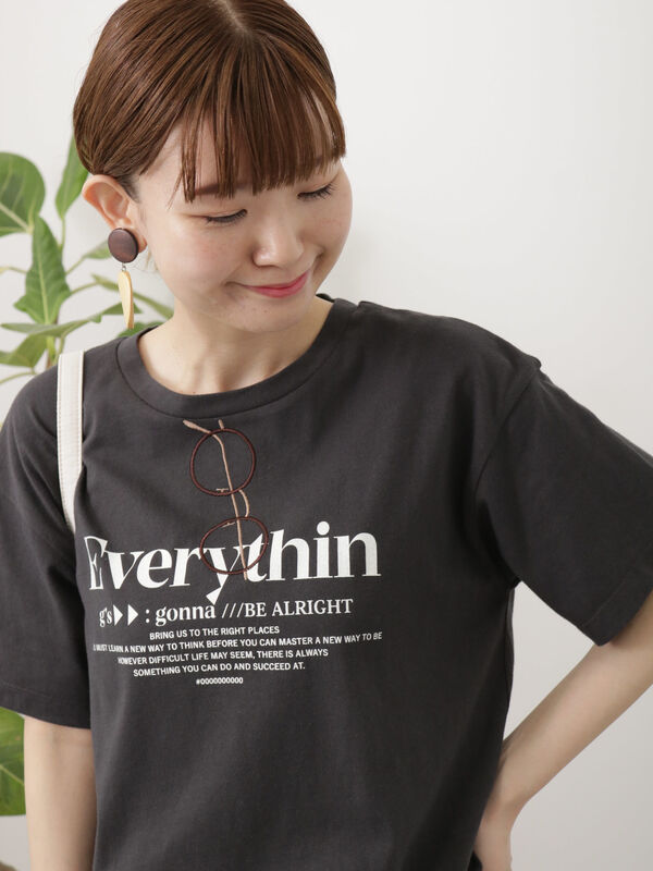 セール】 メガネ刺繍Tシャツ（オフホワイト/チャコールグレー/ピンク