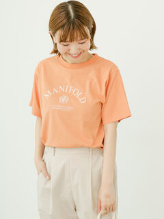 【セール】 エンブレムプリントTシャツ（オフホワイト/オレンジ 